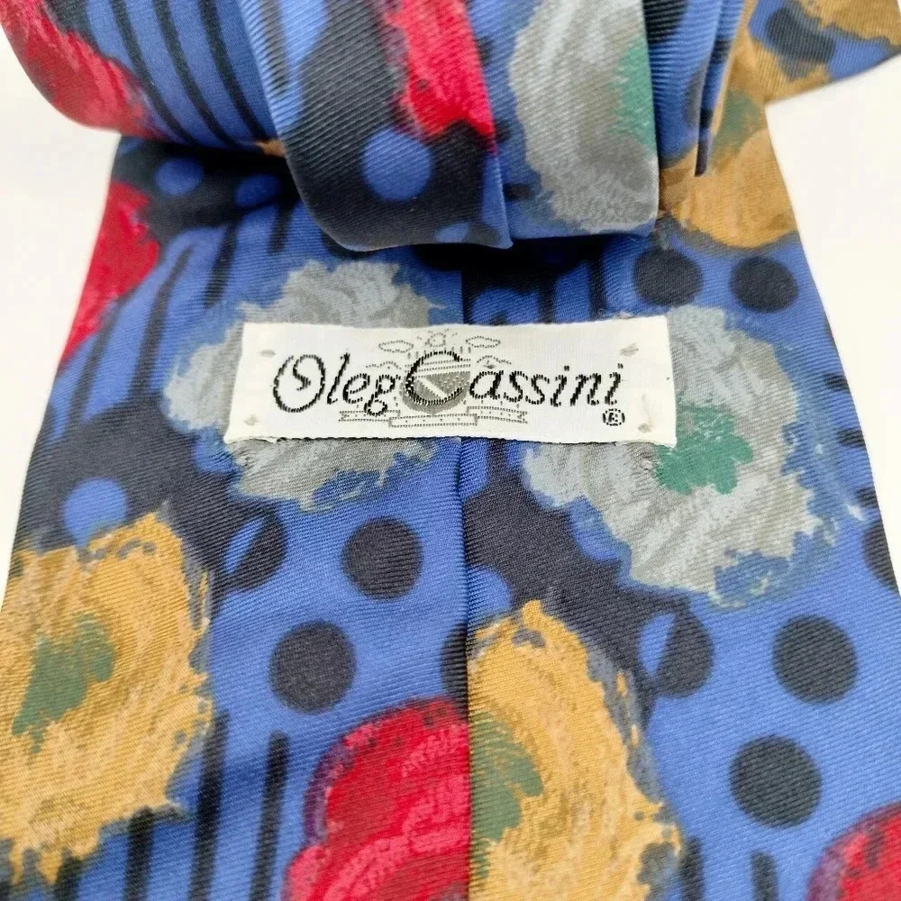 Oleg Cassini Men's Tie Necktie Floral Striped Dots Retro Boho Italy